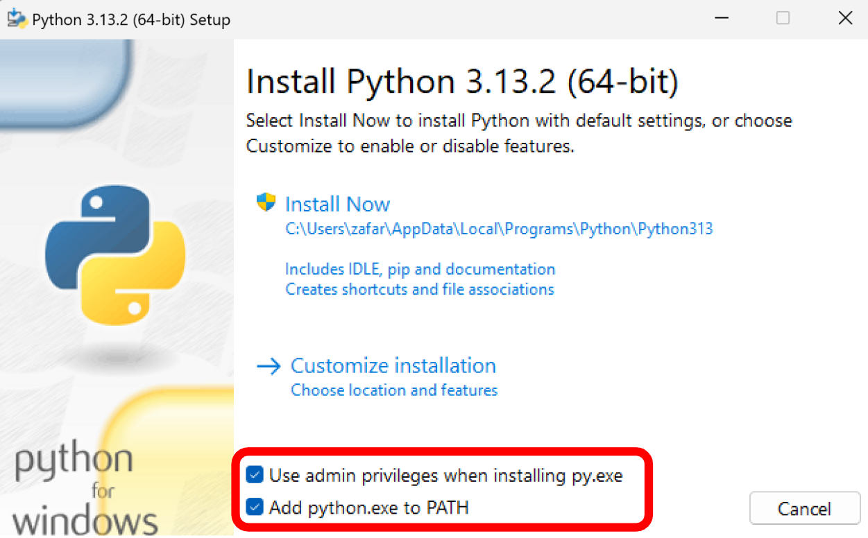 Python Install Start